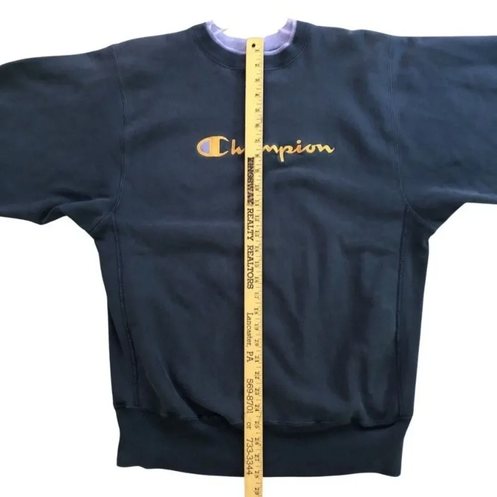 VTG Champion Reverse Weave Sweatshirt Mens Sz XL Crewneck Green Gold Embroidered